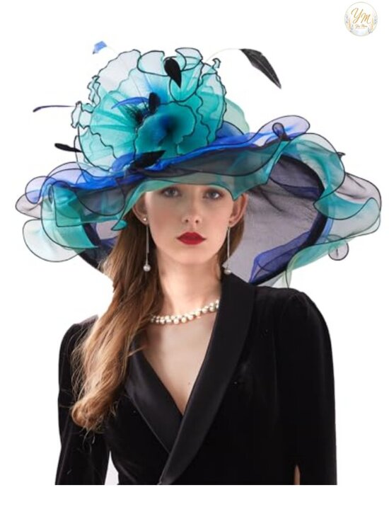 Accessories - Organza Fascinator Hat with Detachable Flower for Wedding Church Derby